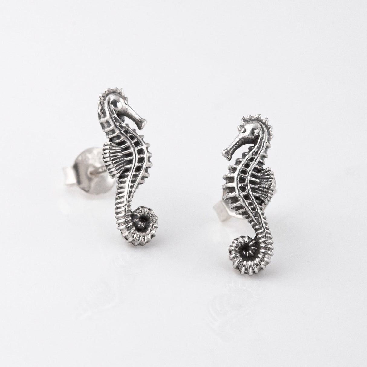 Seahorse Stud Earrings in Sterling Silver