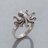 Mini Kraken Octopus ring in Sterling Silver