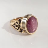 Pink Star Ruby Nouveau Deco ring in 9 carat Gold