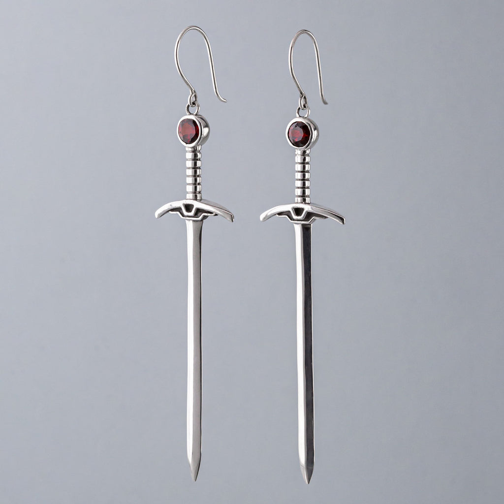 Garnet Sacred Blades Earrings