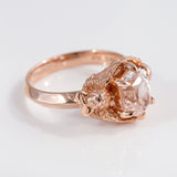 3 carat White Sapphire Twin Cherub ring in 9 carat Pink Gold