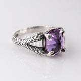 Amethyst Double Headed Snake Ring in Silver