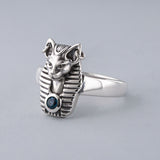 Blue Topaz Bastet Ring in Silver