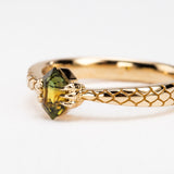 Golden Green Bicolour Sapphire Dragon Claw Ring
