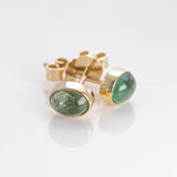 Emerald Cabochon Stud Earrings in 14 carat Yellow Gold