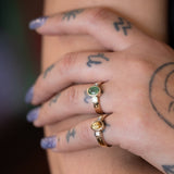 Opalescent Moss Green Sapphire Memories Ring in Gold with Diamonds