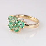 Ice Green Emerald Cluster ring in 9 carat Gold