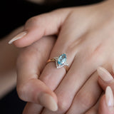 1.94 carat Aquamarine and Diamond Starlight ring in 9 carat Gold and Platinum