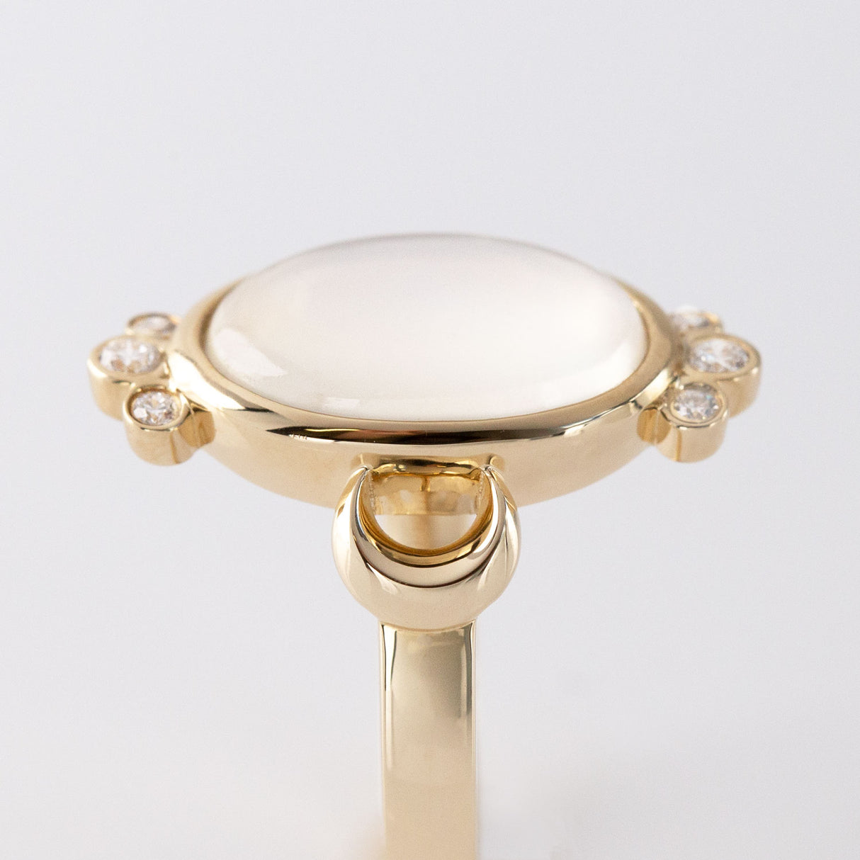 The Moon Queen Ring with White Moonstone and Diamonds in 9 carat Gold