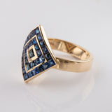 Magic Carpet ring with Sapphires in 14 carat Gold