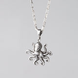 Kraken Octopus Charm Pendant in Sterling Silver