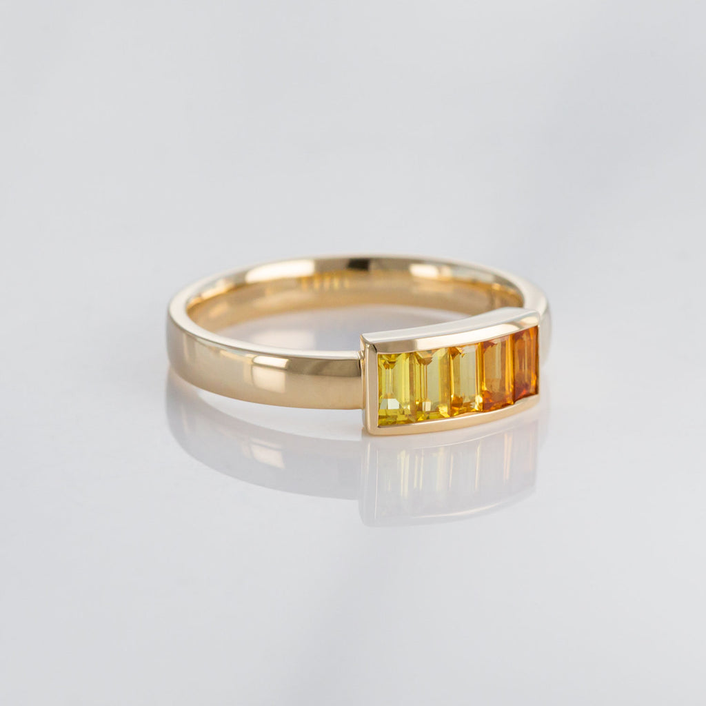 Citrus Sunset ring with Yellow Sapphires in 9 carat Gold