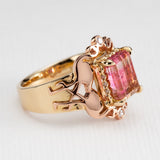 Pink Tourmaline Tequila Sunrise Gold Ring