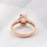 Pink Fade Tourmaline Twin Trillion ring in 9 carat Pink Gold