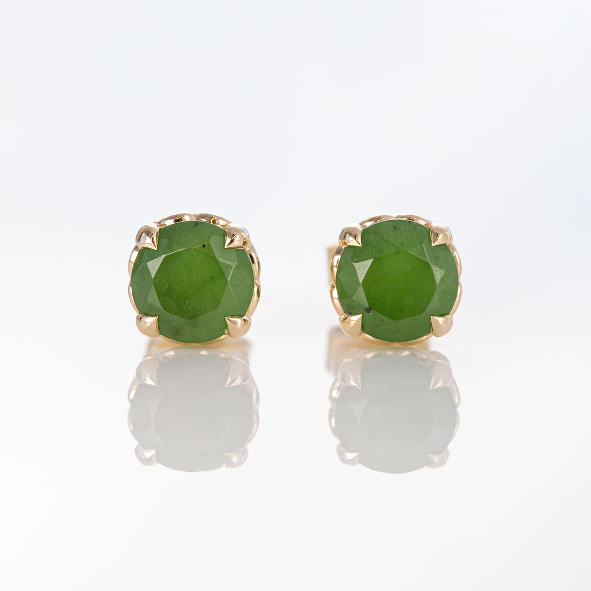 Baby Dewdrop stud earrings with Pounamu in 9 carat Gold