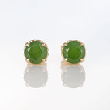 Baby Dewdrop stud earrings with Pounamu in 9 carat Gold