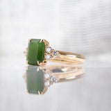 Lady of the Lake ring with Pounamu & Diamonds in Yellow Gold or Platinum