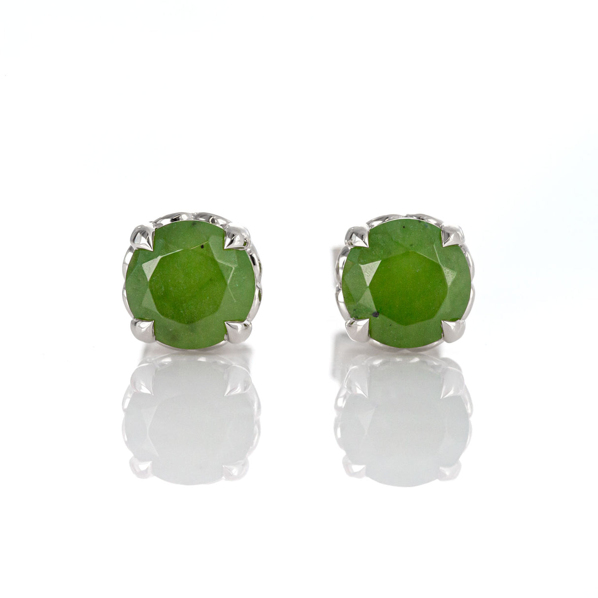 Baby Dewdrop stud earrings with Pounamu in Sterling Silver