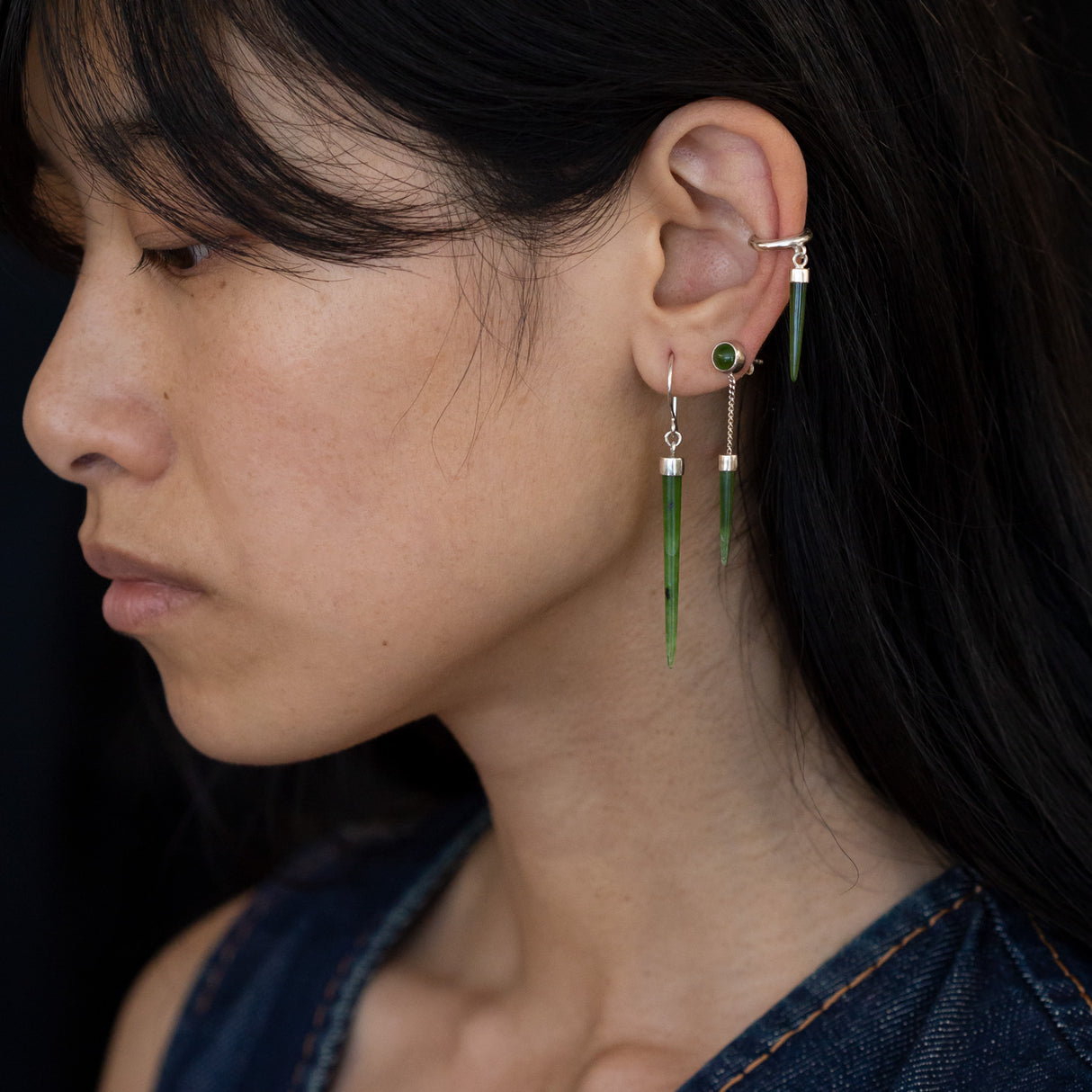 Pounamu Skinny Point Ear Cuffs