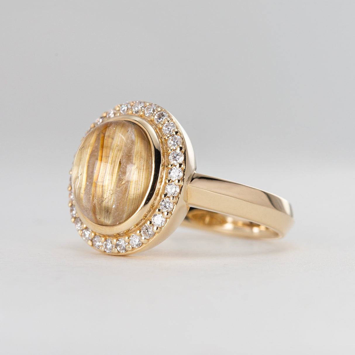 Sun Seeker Rutile Quartz Halo Ring