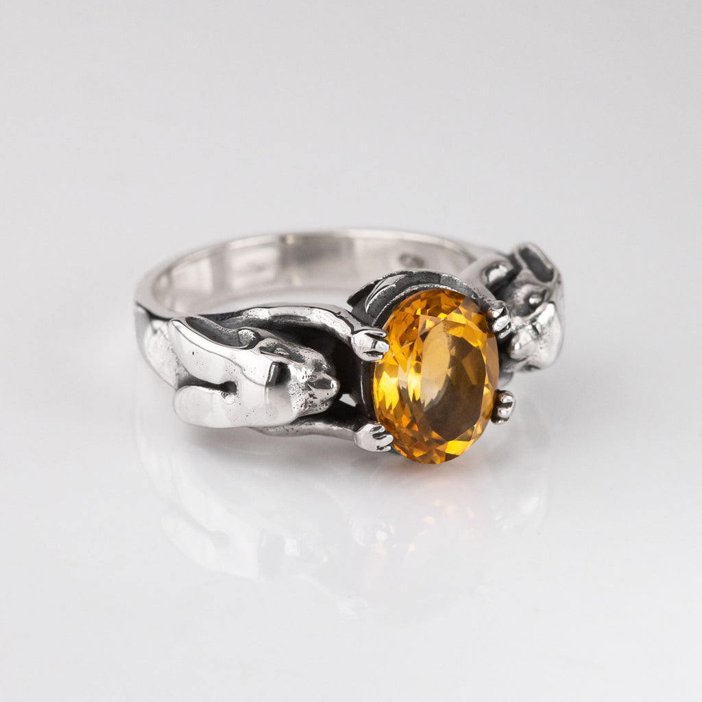 Lucky Bunny ring with Citrine in Sterling Silver