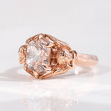 3 carat White Sapphire Twin Cherub ring in 9 carat Pink Gold