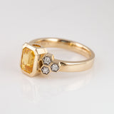 Yellow Sapphire and Diamond Honeycomb Ring in 14 carat Yellow Gold