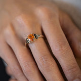 1.70 carat Mandarin Garnet Deco ring in 14 carat Gold