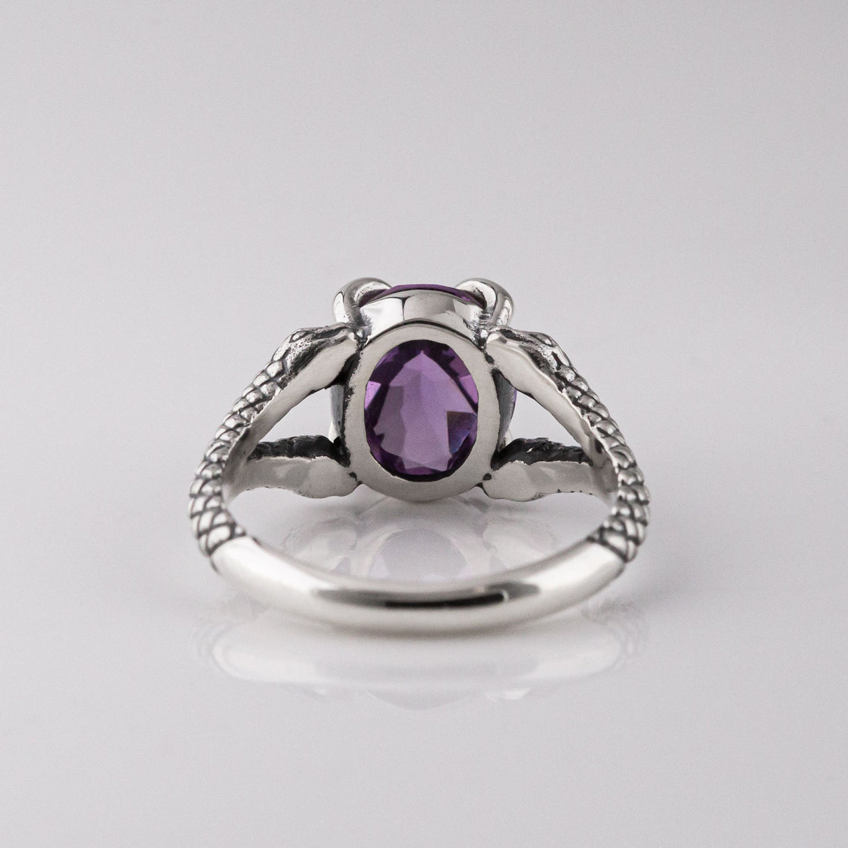 Amethyst Double Headed Snake Ring in Silver