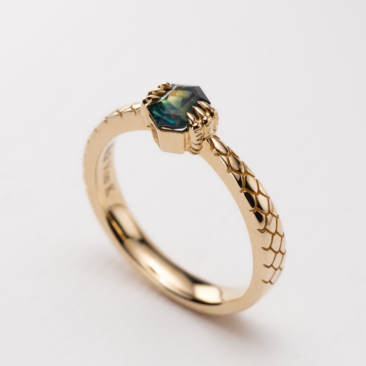 Teal Sapphire Dragon Claw Ring