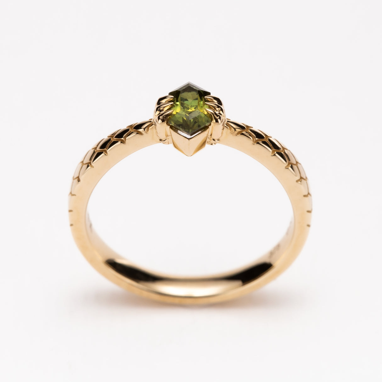 Golden Green Bicolour Sapphire Dragon Claw Ring
