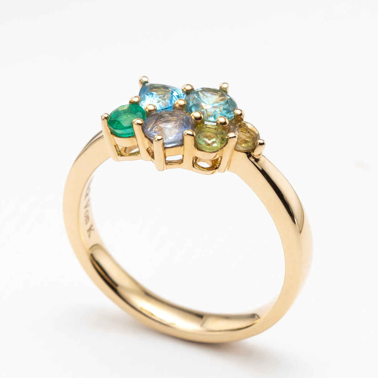 Fallen Leaves Ring with Sapphire & Emerald