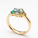 Fallen Leaves Ring with Sapphire & Emerald