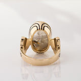 Misty Black Forest Dendritic Quartz Art Deco ring in 9 carat Gold