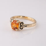 1.70 carat Mandarin Garnet Deco ring in 14 carat Gold