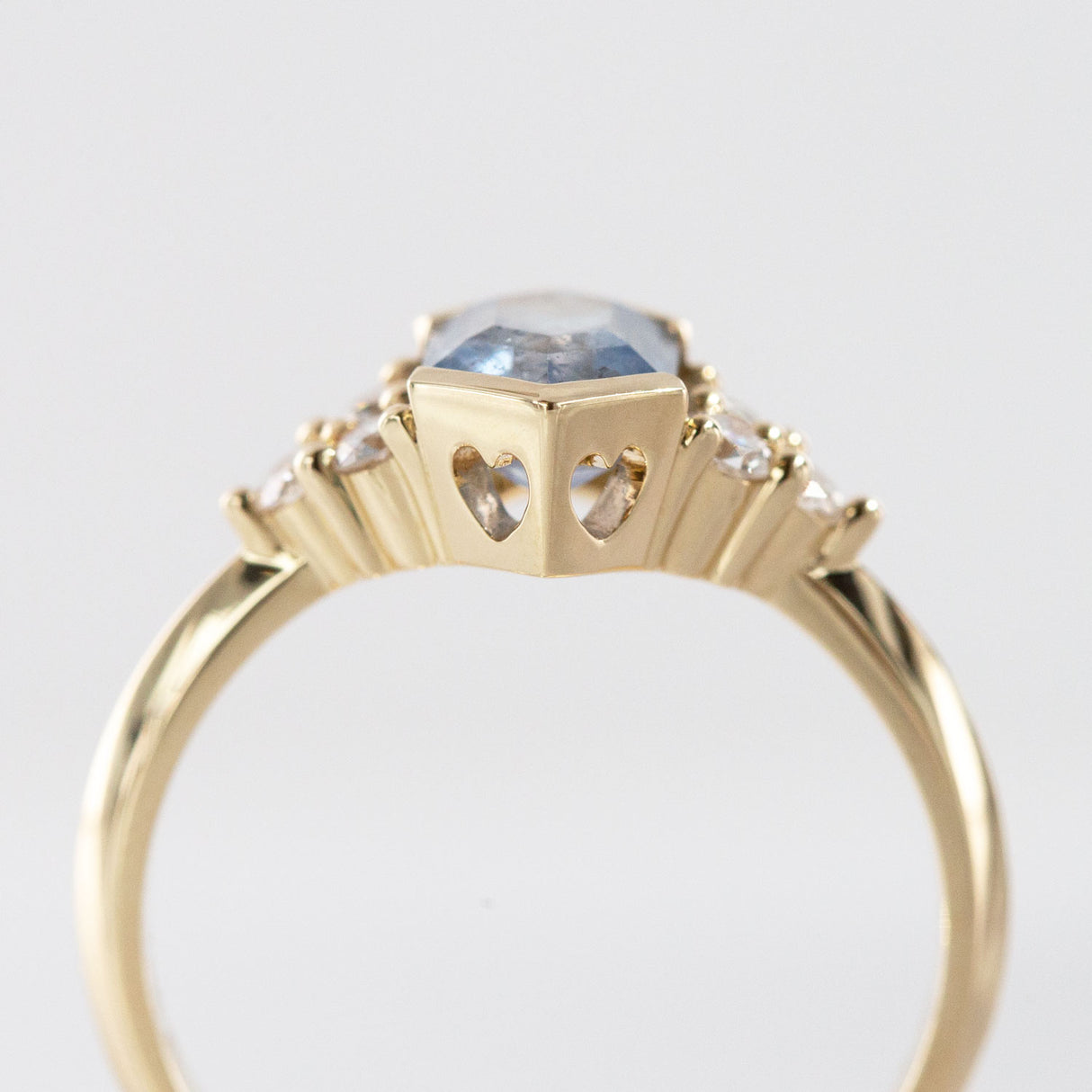 1.50 carat Misty Blue Sapphire and Diamond Lady of the Lake ring in 9 carat Gold