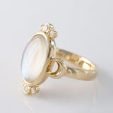 The Moon Queen Ring with White Moonstone and Diamonds in 9 carat Gold