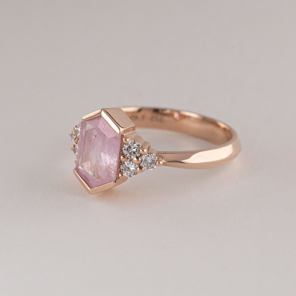 Candyfloss ring with Pink Sapphire and Diamonds in 9 carat Pink Gold