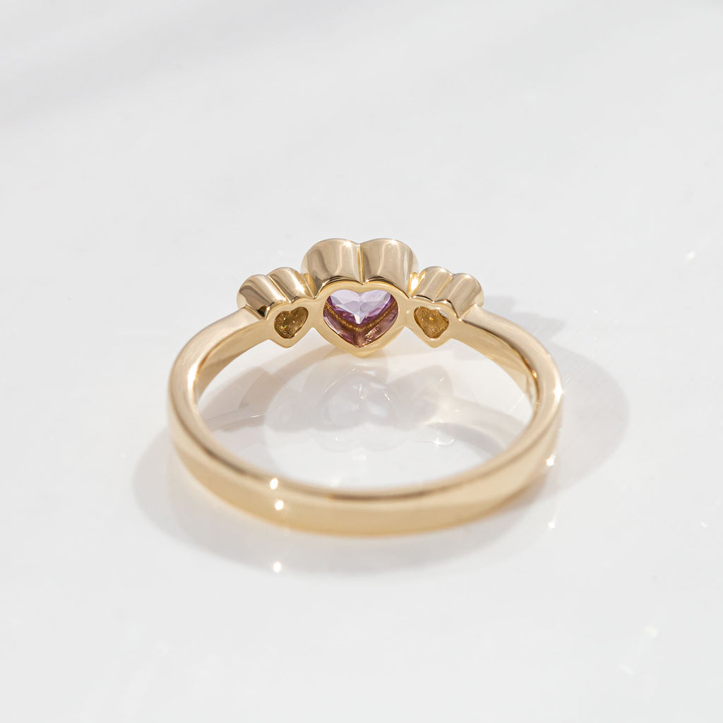 Pink Sapphire Petit Amour ring with Diamonds in 9 carat Gold