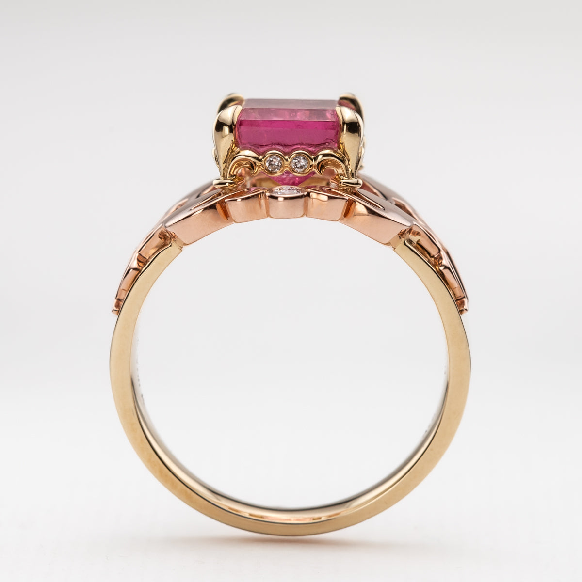Pink Tourmaline Tequila Sunrise Gold Ring