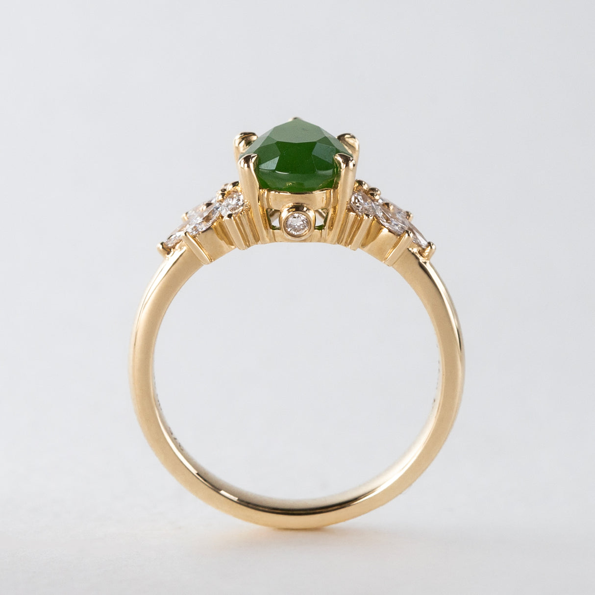 Fern Queen Ring with Pounamu & Diamonds