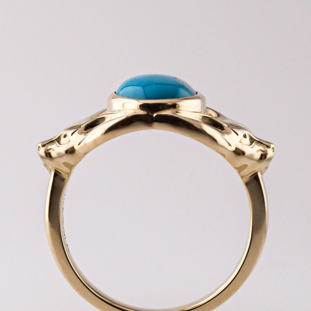 Turquoise Egyptian Fox ring in 9 carat Gold