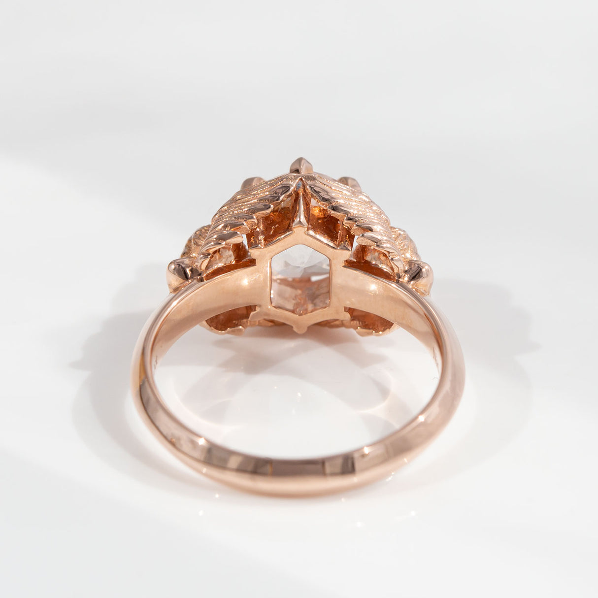 3 carat White Sapphire Twin Cherub ring in 9 carat Pink Gold