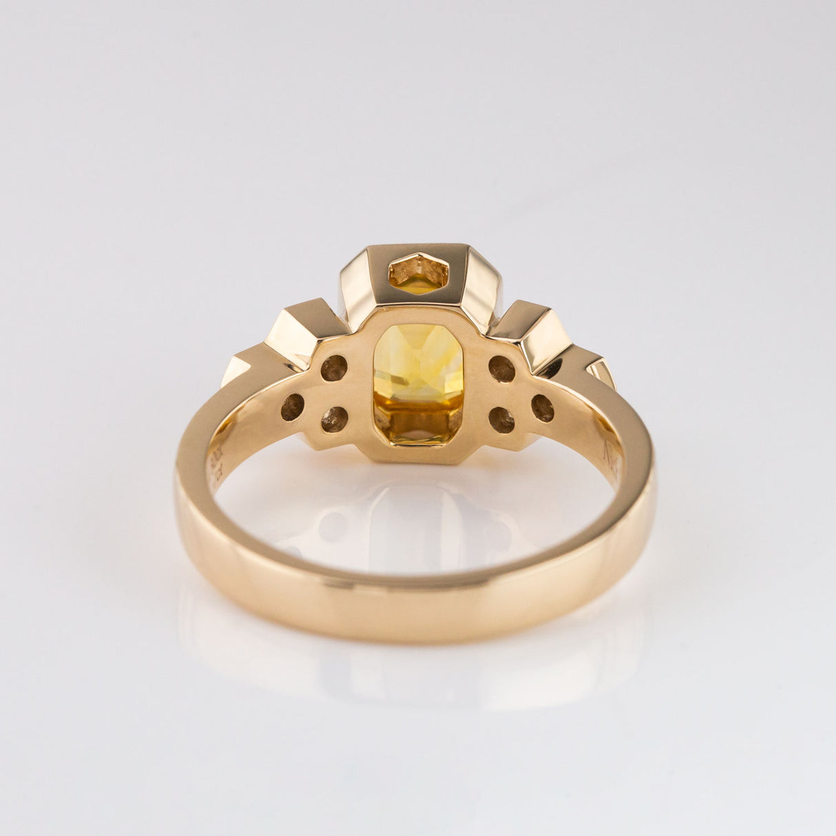 Yellow Sapphire and Diamond Honeycomb Ring in 14 carat Yellow Gold