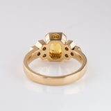 Yellow Sapphire and Diamond Honeycomb Ring in 14 carat Yellow Gold