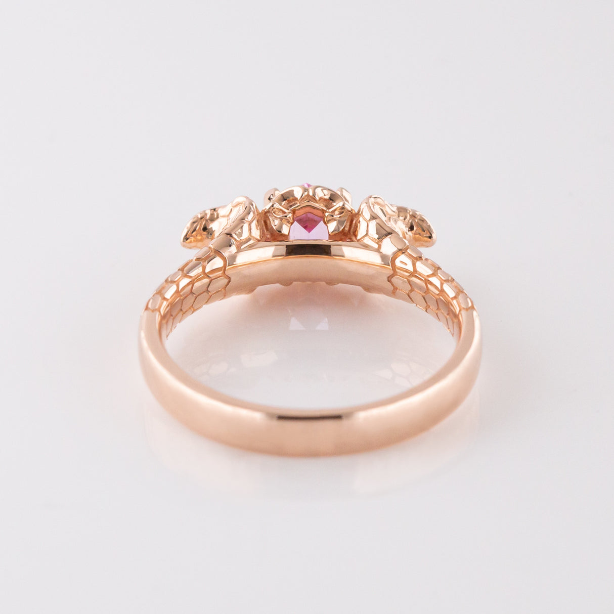 0.51 carat Pink Sapphire Double Rising Cobra ring in 9 carat Rose Gold