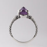 Amethyst Double Headed Snake Ring in Silver