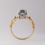 3.50 carat Aquamarine Birth of Venus ring in 9 carat Gold and Platinum