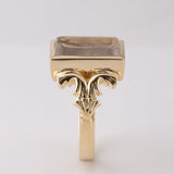 Black Tree Quartz Flourish ring in 9 carat Gold