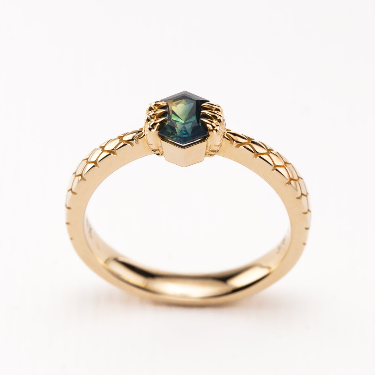 Teal Sapphire Dragon Claw Ring